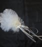 Ivory Off White Ostrich Feather Ribbon Trails Regency Style Headpiece Fascinator - Image 3