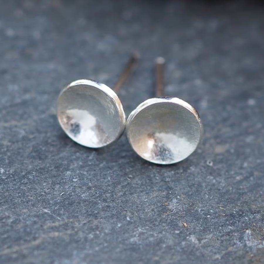 Simple sterling silver stud earrings, minimalist everyday unisex earring studs