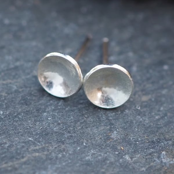 Simple sterling silver stud earrings, minimalist everyday unisex earring studs