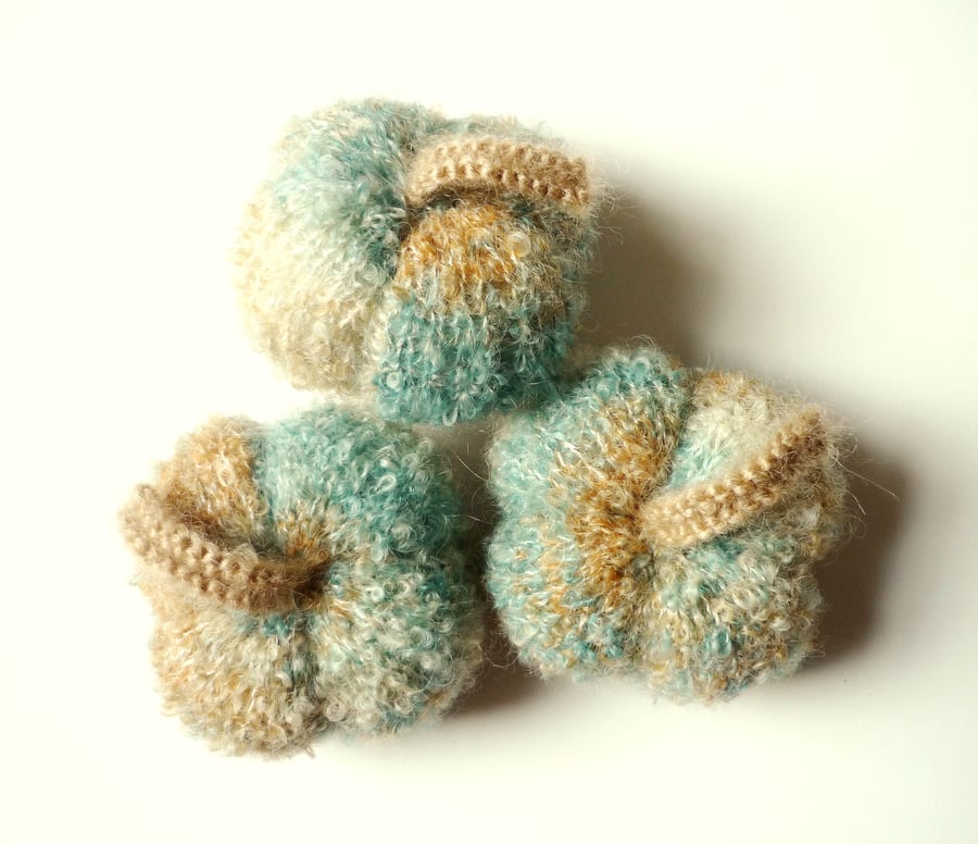 Unique fuzzy pumpkins - Bluegold Christmas decor - 