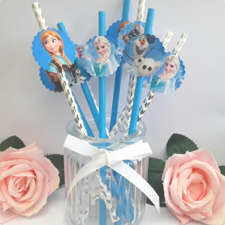 Frozen Party Straws, Frozen Drinking Straws, Frozen Table Decor