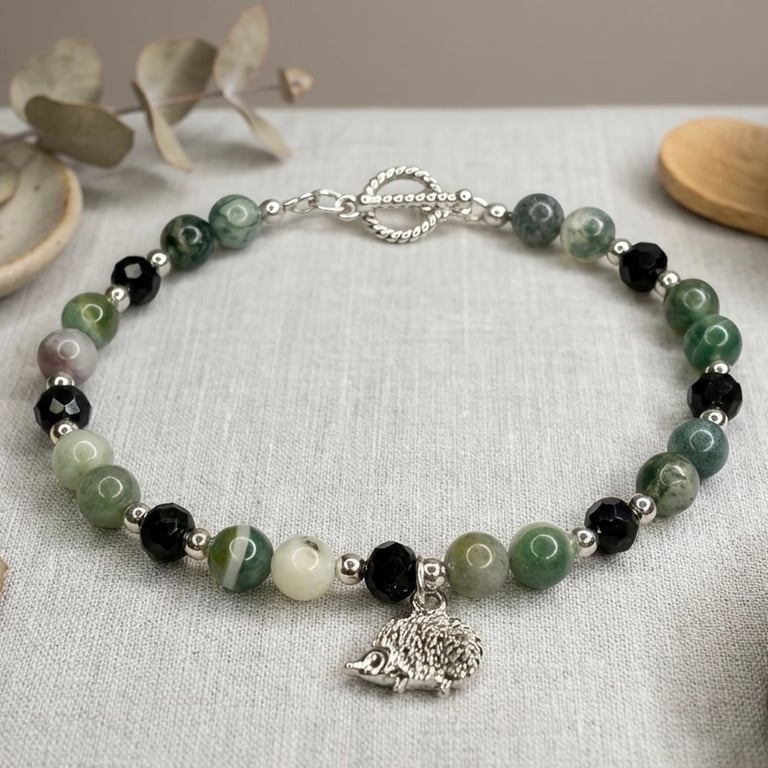 Hedgehog Charm Beaded Bracelet