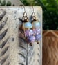 Purple and Lavender Stacked Czech Glass Earrings. Petite Wirework Earrings - Image 6