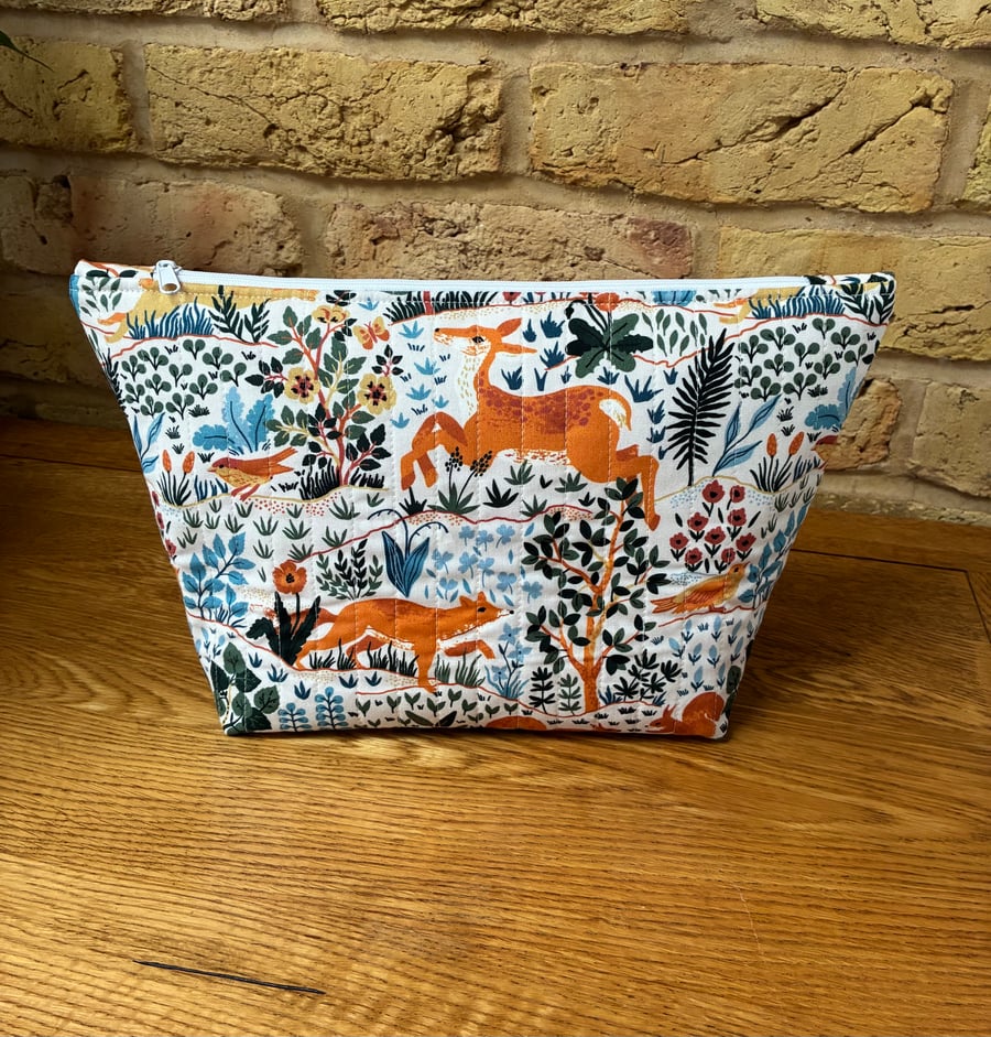 Woodland Animals Quilted Fabric Washbag