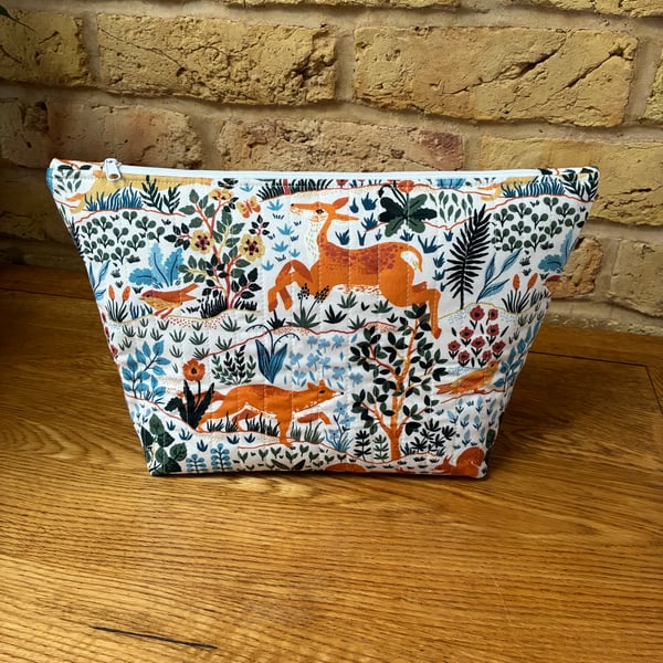 Woodland Animals Quilted Fabric Washbag