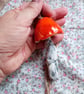 ceramic hanging mushroom bright orange medium
