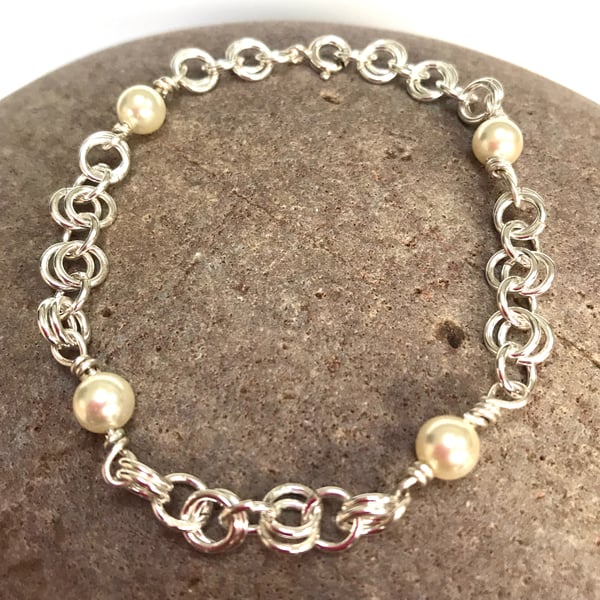 Sterling Silver Swarovski Pearl Bracelet