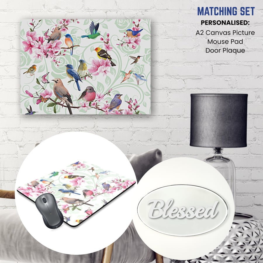 Butterfly Flower Artistic Inspired A2 Canvas, Mouse Pad and Door Plaque Set!