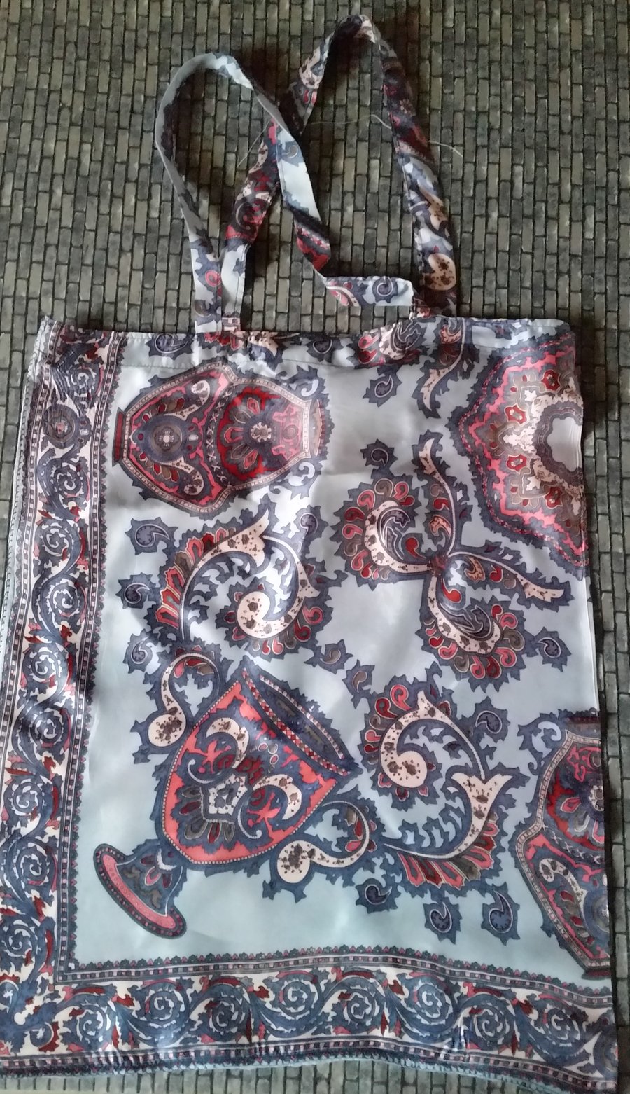 Vintage head scarf - Shopping or Tote Bag - Paisley Style Design