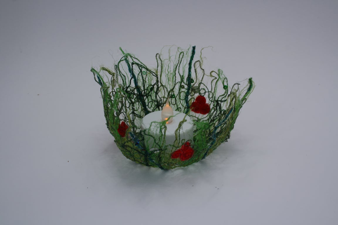 Machine Embroidered Tea Light Holder