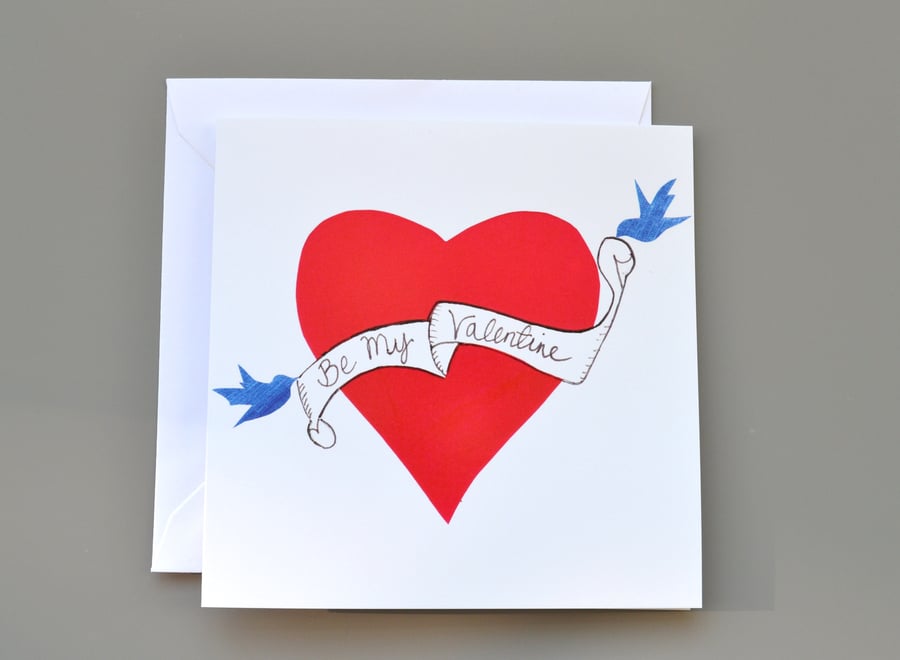 Tattoo Style Heart Be My Valentine's Card