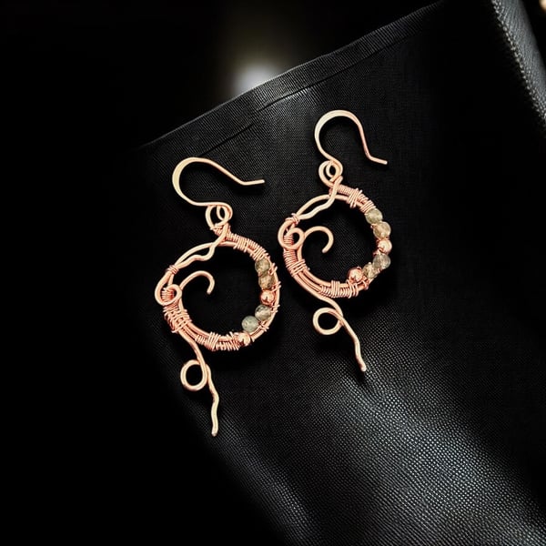 Copper Semi Precious Kyanite Earrings - Dangle, Boho