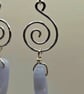 Blue Lace Agate Spiral Earrings, Sterling Silver Hooks, Open Spiral Charms - Image 3