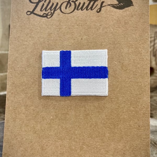 Finland Flag - Embroidered Iron On Patch