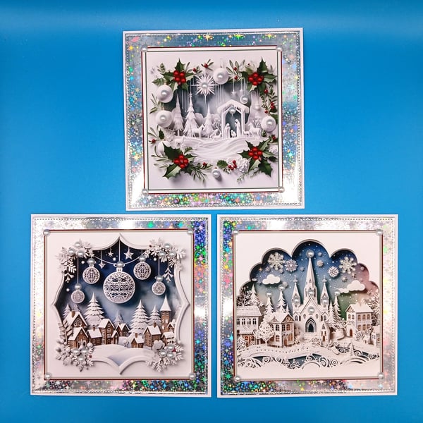 Set of 3 Handmade Christmas Cards
