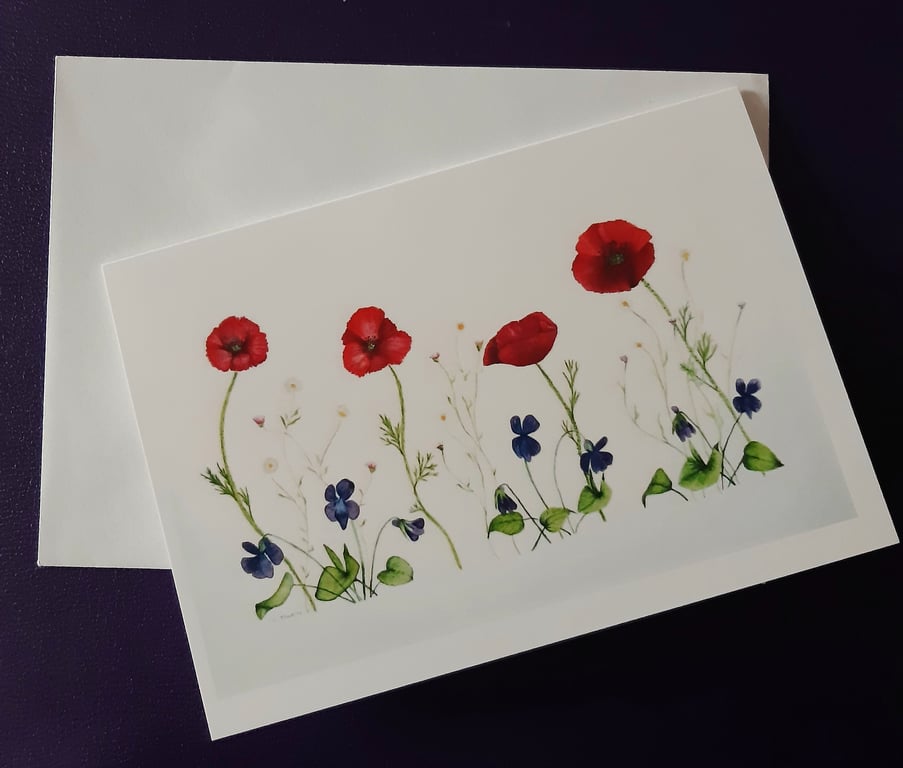 Wildflowers Card - print from an Original Watercolour Painting