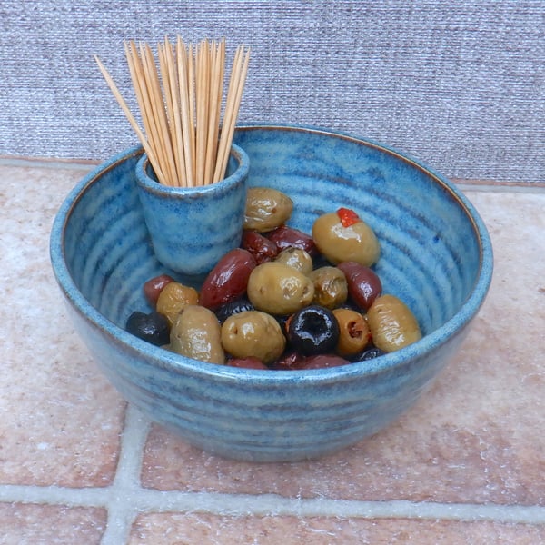 Olive serving dish hors d'oeuvres bowl hand thrown party ceramic pottery 