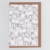 Woodland, Greetings Card with Illustrated Pattern Featuring Deers, Owls, Rabbits
