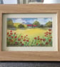 Cottage, Poppies, The Brecon Beacons, Original Watercolour in 7 x 5'' Frame