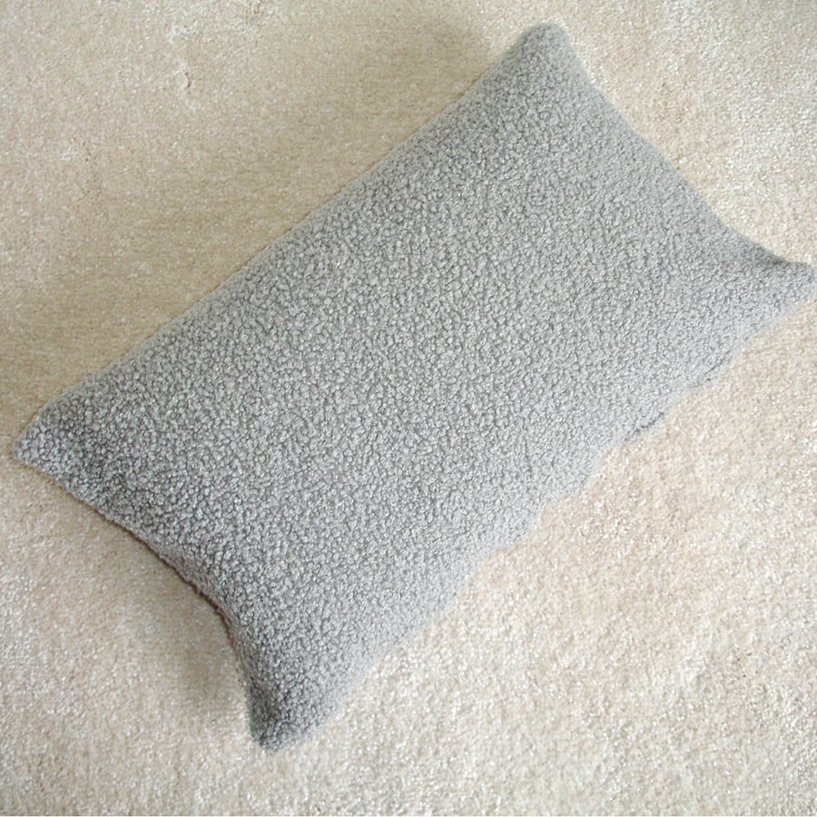 Tempur Travel Pillow Cover 16x10 Soft Teddy Bear Grey Fleece SMALL