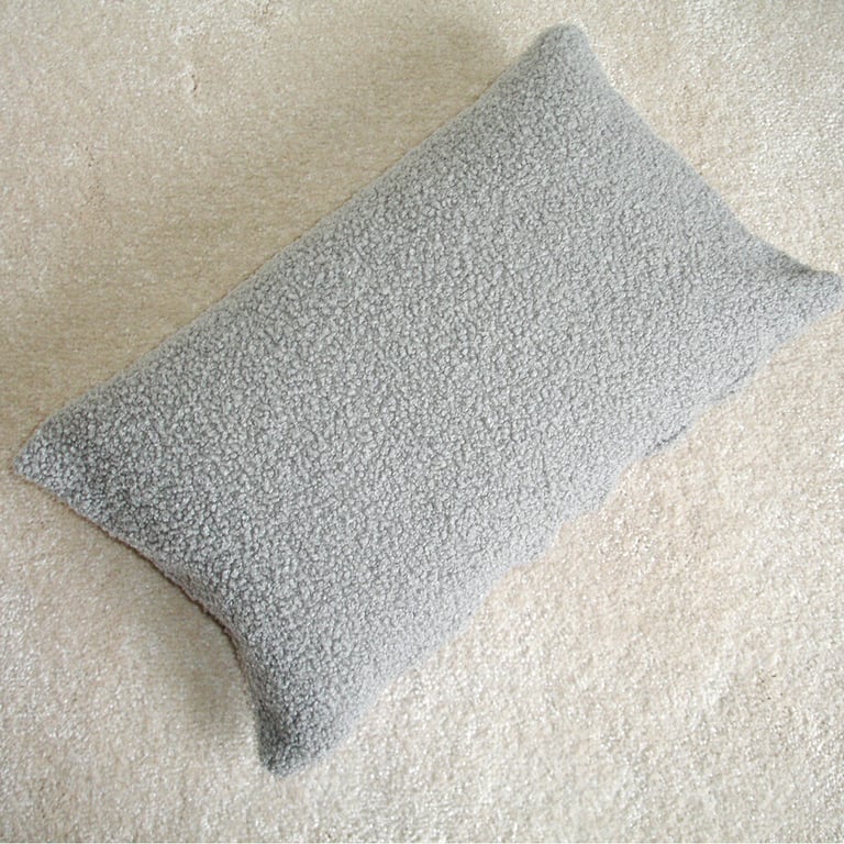 Tempur Travel Pillow Cover 16x10 Soft Teddy Bear Grey Fleece SMALL