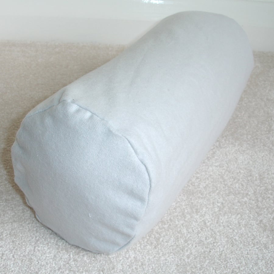 Bolster Cushion Cover 16"x6" Grey Brushed Cotton Flannelette Cylinder Case