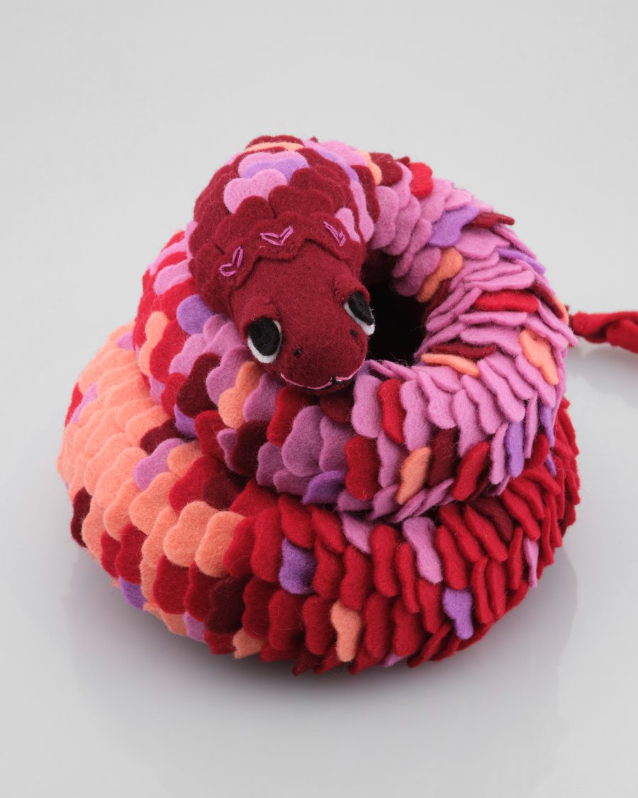 Coiled snake felt ornament