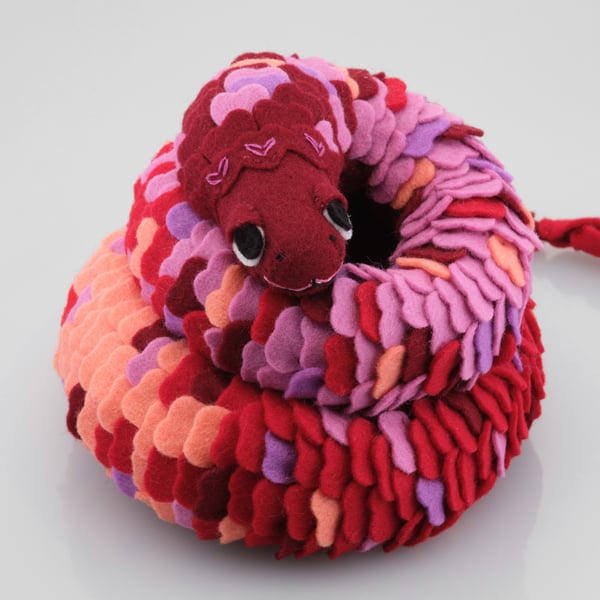 Coiled snake felt ornament