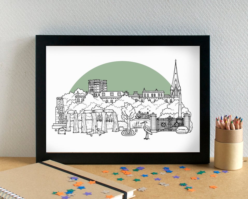 Princes Park Liverpool Skyline Art Print