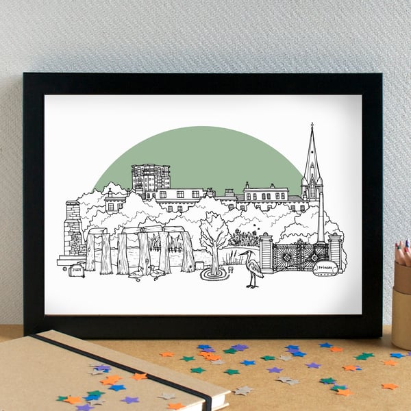 Princes Park Liverpool Skyline Art Print