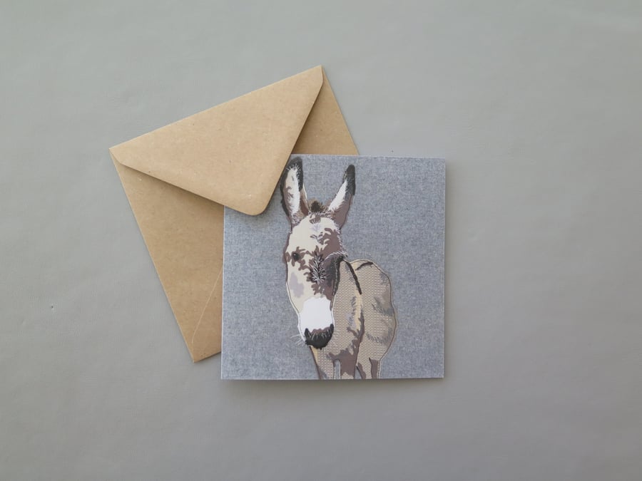 Donkey card, printed on recycled card, blank