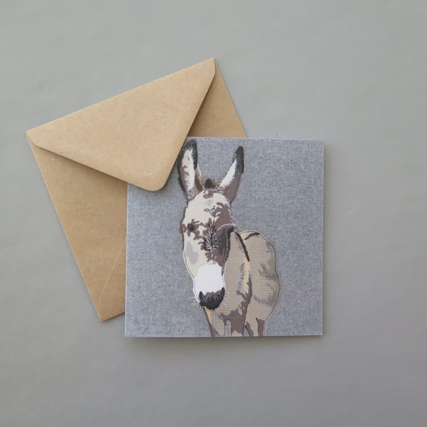 Donkey card, printed on recycled card, blank