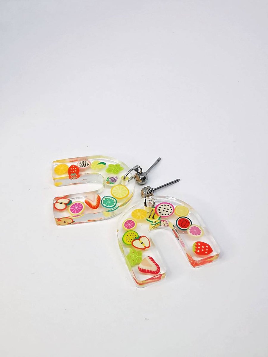 SALE - Handmade resin fruit earrings, y2k aesthetic, resin jewellery