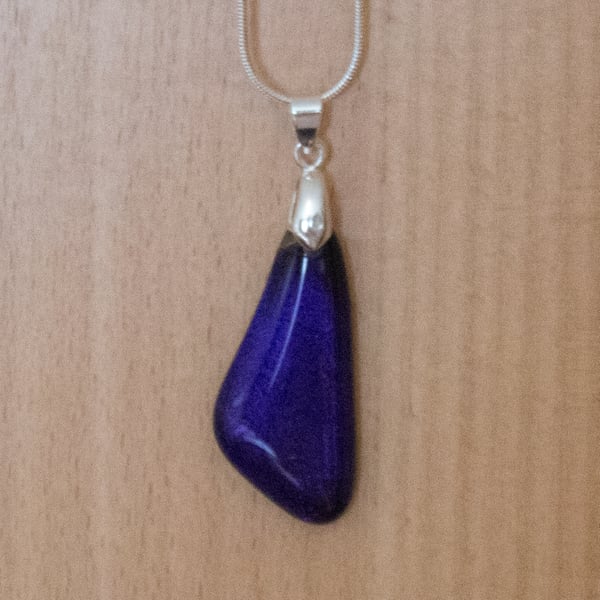 Deep Purple Dichroic Glass Pendant Necklace  - 1177
