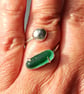 Green Seaham Multi Seaglass Adjustable Ring Handmade Sterling Silver - Image 3