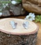 Handmade Silver Petal Duo Stud Earrings - Image 2