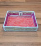 Desk tray for small items - pink, green, and red with geometric motifs - Image 1