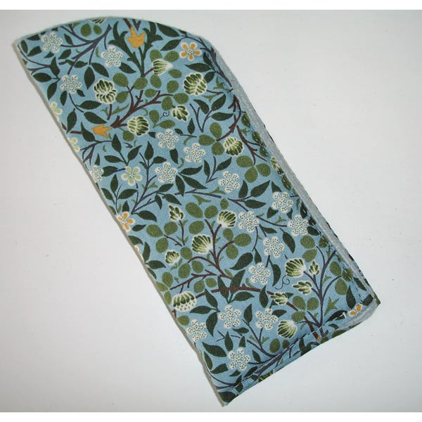 William Morris Glasses Case Sleeve Soft Green and Orange Clover Mural