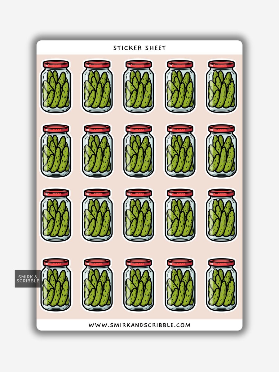 Image of Funny Vinyl Sticker Sheet For Adults - Pickle Jar