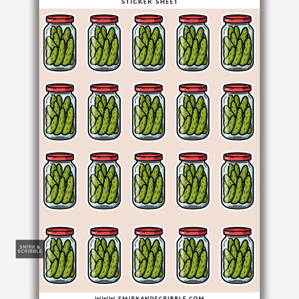 Funny Vinyl Sticker Sheet For Adults - Pickle Jar