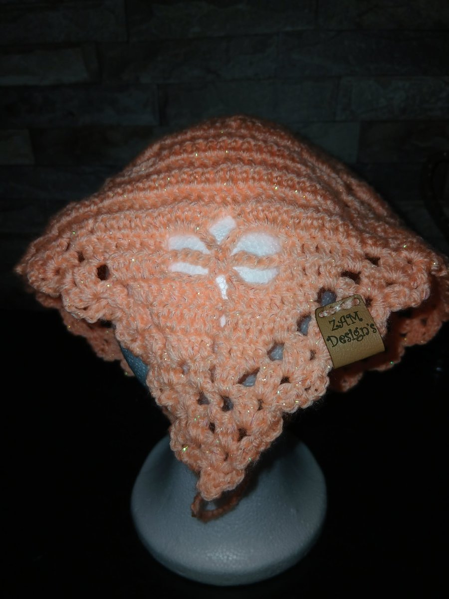 Crochet Dragonfly Bandana - Sparkle Peach