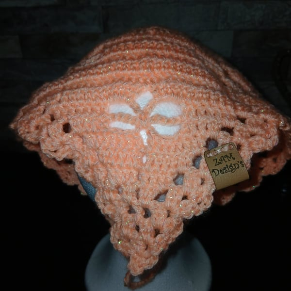 Crochet Dragonfly Bandana - Sparkle Peach