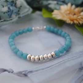 Kyanite in light teal & silver colourblock bracelet