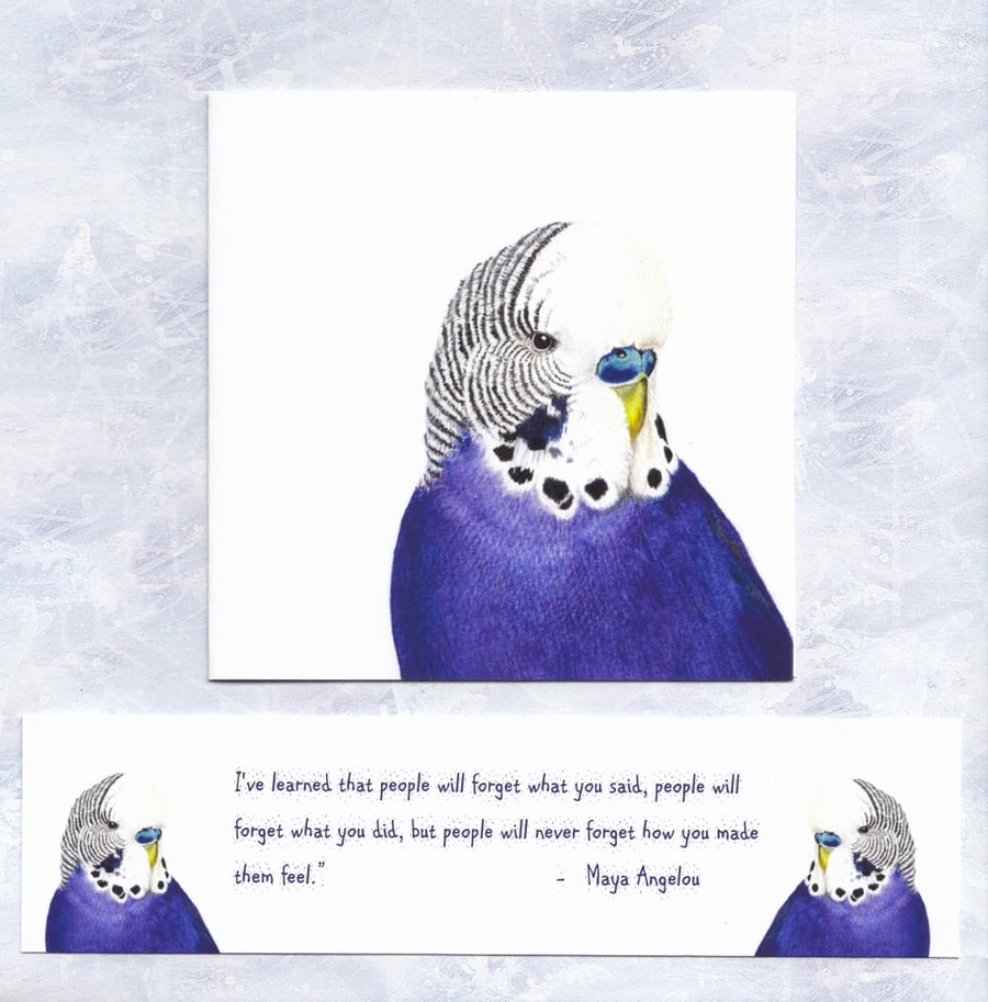 Budgie Card, Inspirational Bookmark