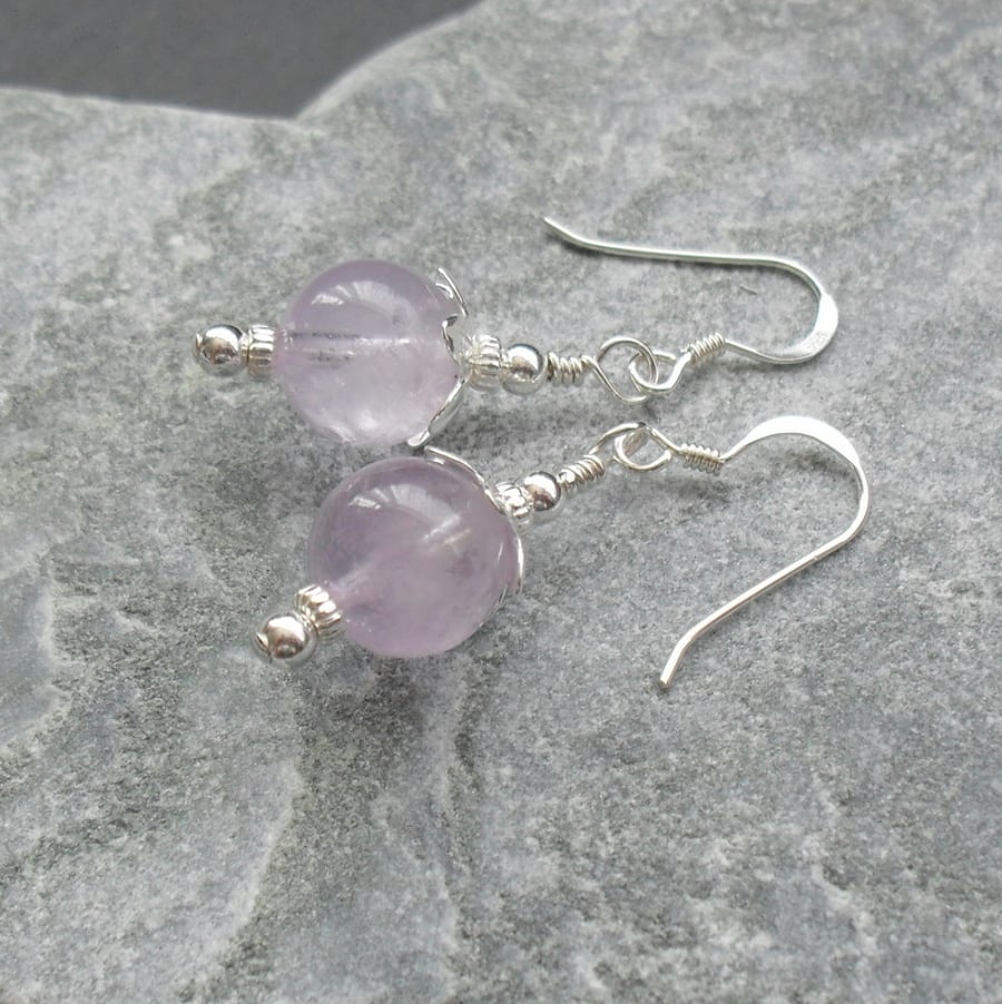 Lilac Amethyst Sterling Silver Drop Earrings