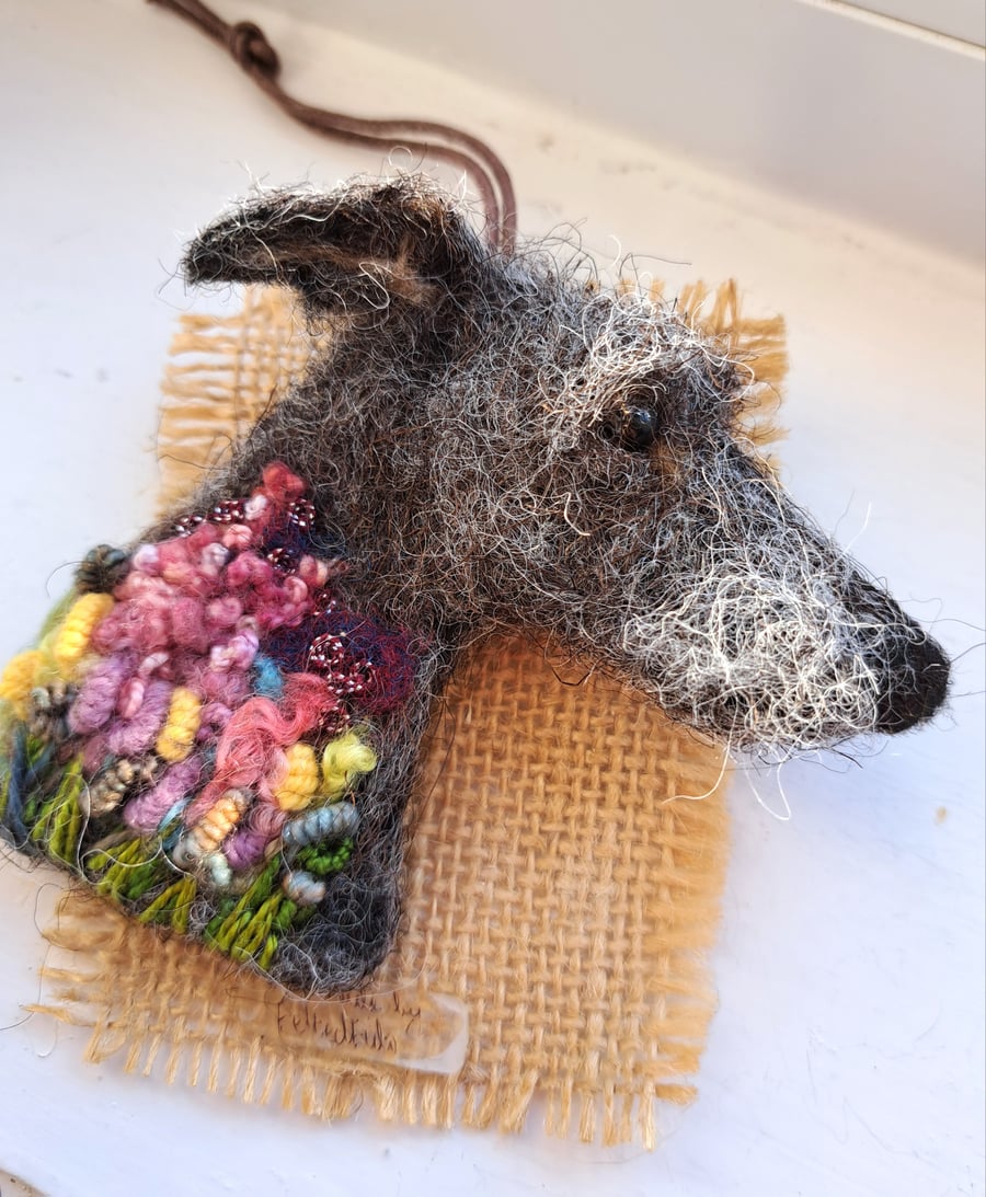 Image of Needle Felted Lurcher Brooch