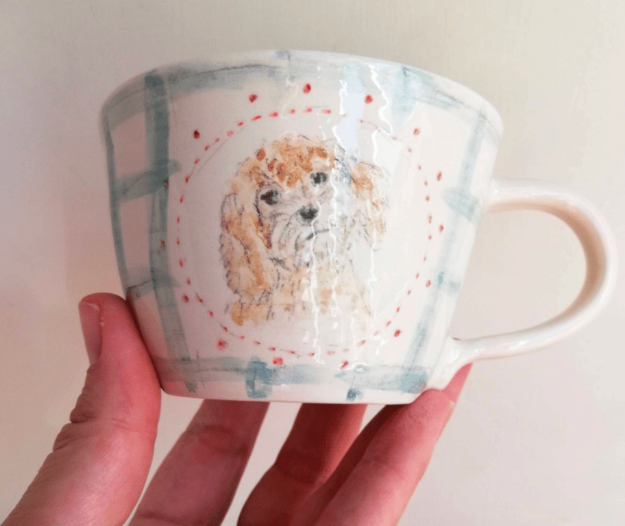 Private Bespoke Order. Personalised Dog Portrait Cup