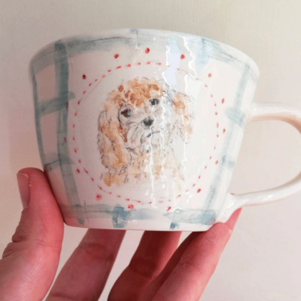 Private Bespoke Order. Personalised Dog Portrait Cup