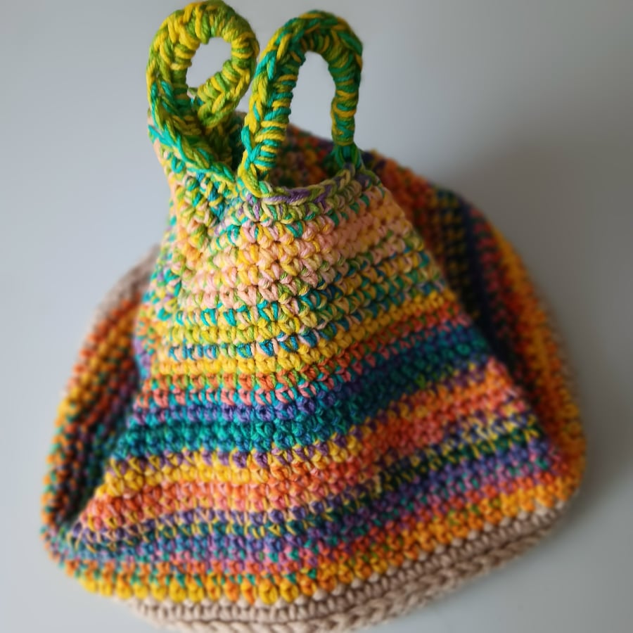 Crochet Basket Bag (Bright Citrus) - holds so much!