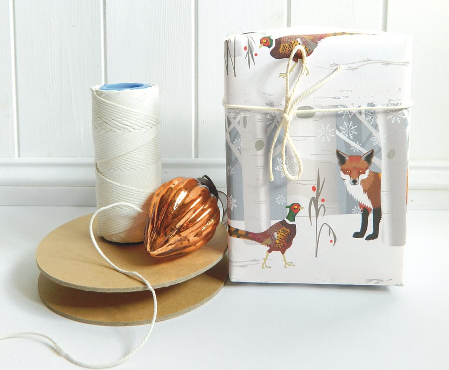 Fox & Pheasant Christmas Gift Wrapping Paper